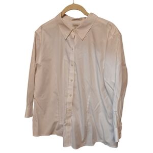 L.L. Bean Women's Button-Down Wrinkle Free Cotton Blouse Large Petite Preppy